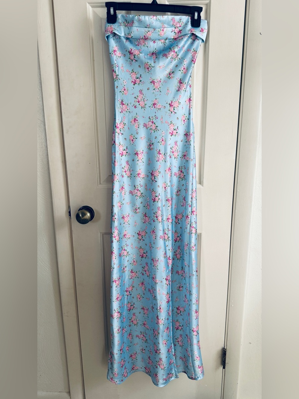 Altar’d State Blue Floral Slip strapless maxiDress
